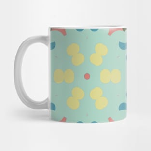 Retro Mandala Flower Blue Pink and Yellow Mug